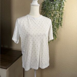 Elegant White Polka Dot Women's Tee